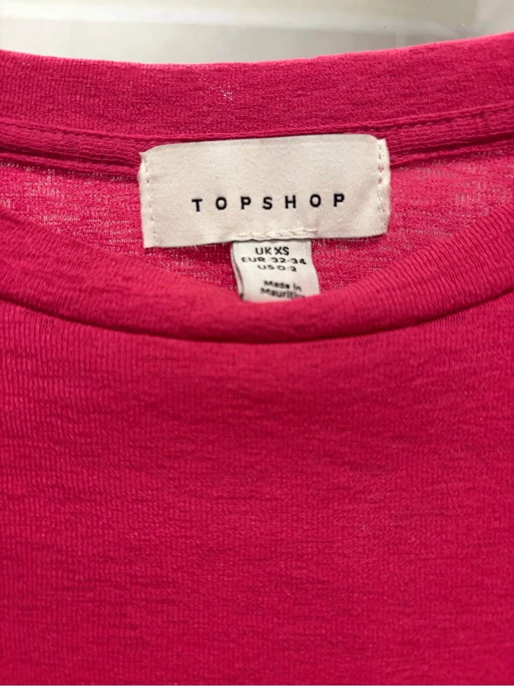 Topshop Hot Pink Long-Sleeve Side-Tie Ruched Tee